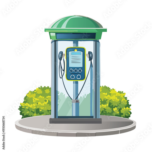 Modern electric vehicle charging station with green canopy