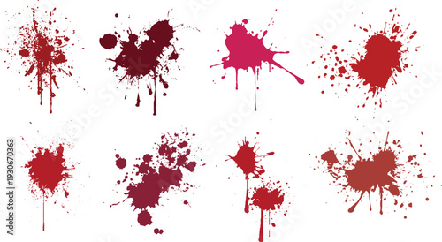 Big sat A creative set of red lips prints featuring artistic watercolor splashes and grunge ink textures designed with hand-drawn heart shapes and liquid paint brush strokes