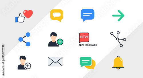 Social media icons for notifications and engagement