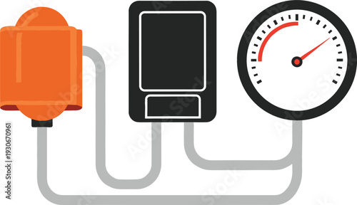 Water Pump System with Pressure Gauge and Control Unit Illustration for Plumbing, Hydraulic Equipment, Industrial Maintenance, and Home Water Supply Solutions