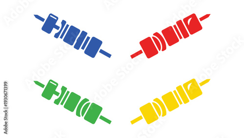 Colorful graphic representations of different types of electrical resistors