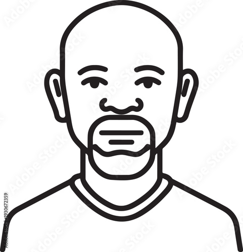 Hand Drawn Old Man Black and White Avatar Illustration in Minimal Line Art Style Design