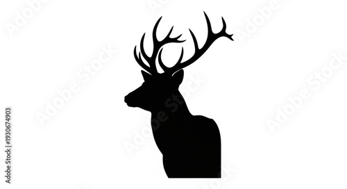 Deer Silhouette with Antlers Profile.