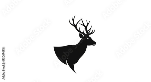 Deer Silhouette with Antlers Illustration.
