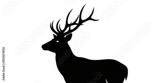 Deer Silhouette with Antlers Profile.
