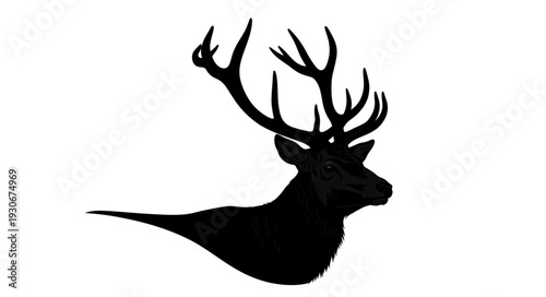 Deer Silhouette with Antlers Profile.