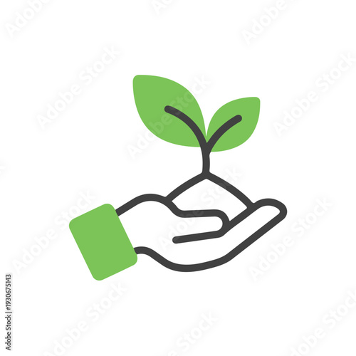 Tenderly nurturing a new life in hand. Icon symbol