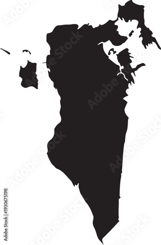 Black silhouette map of Bahrain a simple vector illustration for travel or geopolitical concepts isolated on a white background