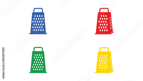 Four colorful graters displayed in a simple grid layout for visual comparison