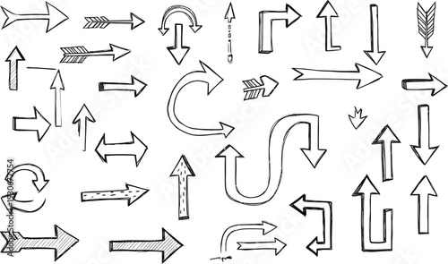 Collection of various arrows pointing in different directions