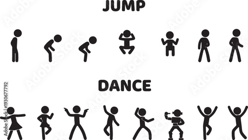 stick figures jumping and dancing