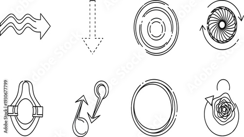 Collection of industrial and mechanical icons and symbols
