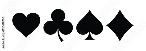 Playing Card Suit Icon Vector Spade Heart Diamond Club Symbols