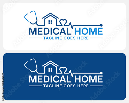 Medical Logo Design With home Stethoscope And Heartbeat Line For Healthcare And Clinic Branding