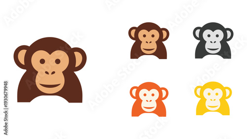 A collection of illustrated cartoon monkeys in different colors and styles