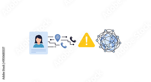 Digital Data Privacy and Security Risks in Complex Online Networks. Vector Illustrations. EPS Editable