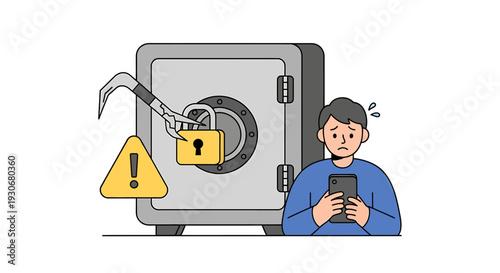 Digital Security Breach and Personal Data Theft Illustration. Vector Illustrations. EPS Editable