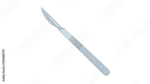 Medical surgical scalpel with a sharp steel blade and a textured handle used in professional healthcare environments.