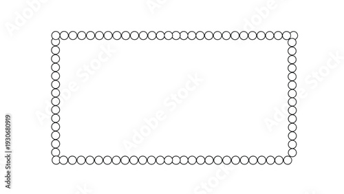 Rectangular frame border made of small black outlined circles on a white background creating a simple and clean decorative pattern.