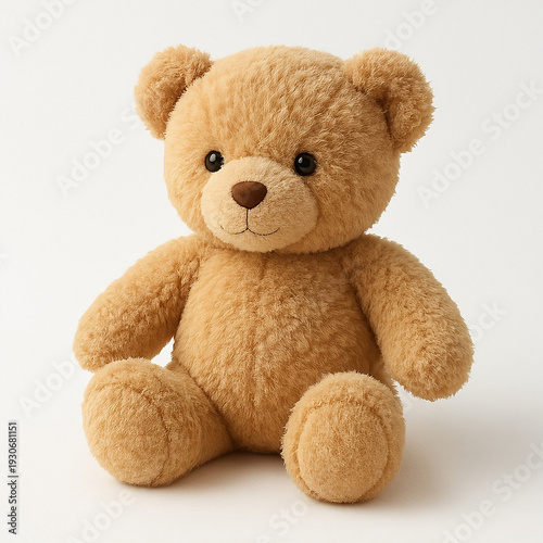 Cute Brown Teddy Bear Sitting Alone.