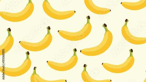 Fun seamless pattern featuring ripe yellow bananas scattered across a light cream background for tropical themes.