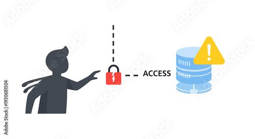 Unauthorized Access Attempt to Secure Database System Concept. Vector Illustrations. EPS Editable