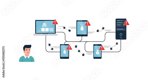 Network Security Breach and Data Protection Illustration. Vector Illustrations. EPS Editable