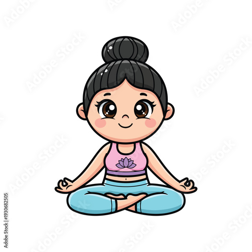 baby girl in a blue dress doing yoga