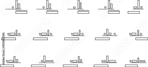 Technical diagrams of various mechanical components and tools in a detailed illustration