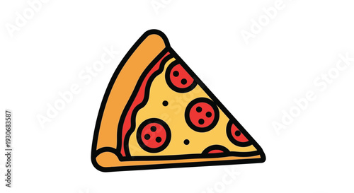 Colorful cartoon slice of pizza with toppings a delightful silhouette