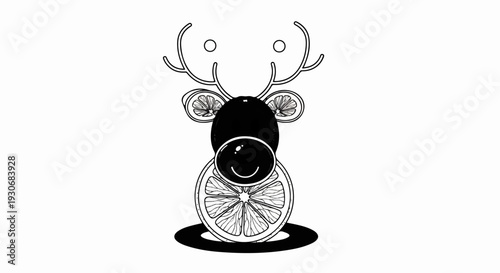 Whimsical fruit character with antlers, reminiscent of a deer
