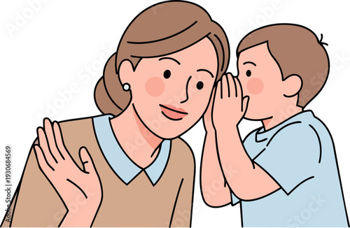 Mother and son whispering secrets