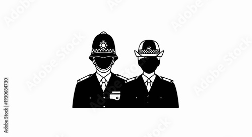 Two law enforcement officers in uniform, one with a helmet