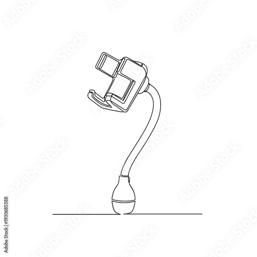 Flexible car phone holder with suction base sketch on white background