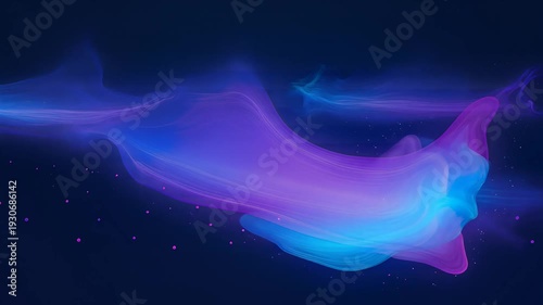 Abstract Neon Light Waves Flowing and Pulsating in Dark Space, Dynamic Energy Background.