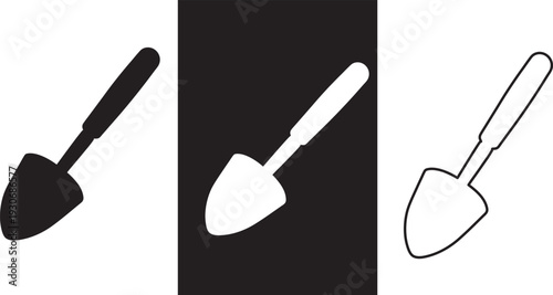 Shovel vector icon,  Garden shovel silhouette vector, Silhouette of a shovel tool illustration on white background