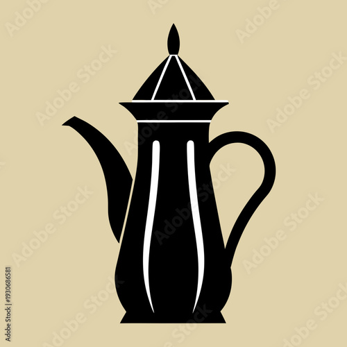 Black teapot silhouette tea pot kitchenware cooking