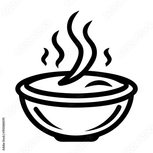 Steaming bowl steam rising hot meal kitchen symbol food cuisine