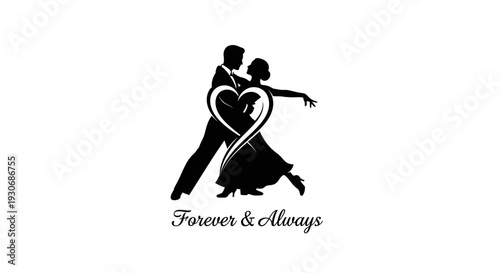 Couple Dancing Together in Love Silhouette.