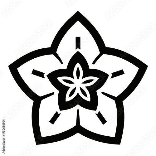 Black and white flower with pointed petals flower pointed petals white background
