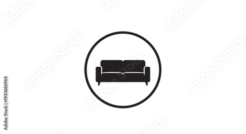 Free Download Simple black sofa icon in a circle on white background. - GFXLoad