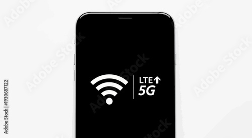 Smartphone displaying LTE and 5G connectivity icons on screen.