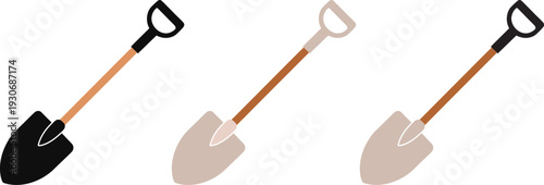 Shovel vector icon,  Garden shovel silhouette vector, Silhouette of a shovel tool illustration on white background