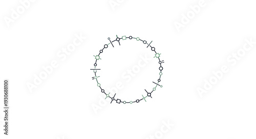 Molecular structure of a chemical compound in a circular formation.