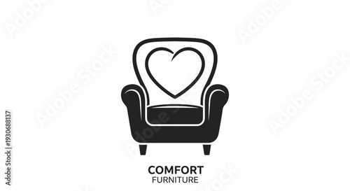 Comfort Furniture Logo Design with Heart Shaped Armchair.