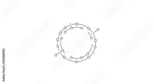 Simple black and white circular chain illustration on white background.
