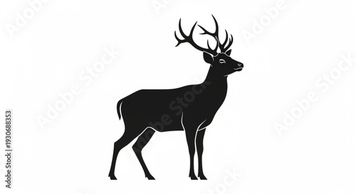 Deer Silhouette with Antlers Standing.