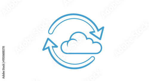 Cloud data synchronization icon with circular arrows.