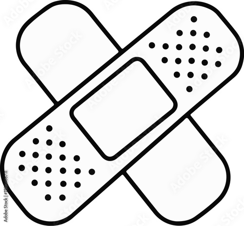 Two crossed bandages with dotted patterns on edges