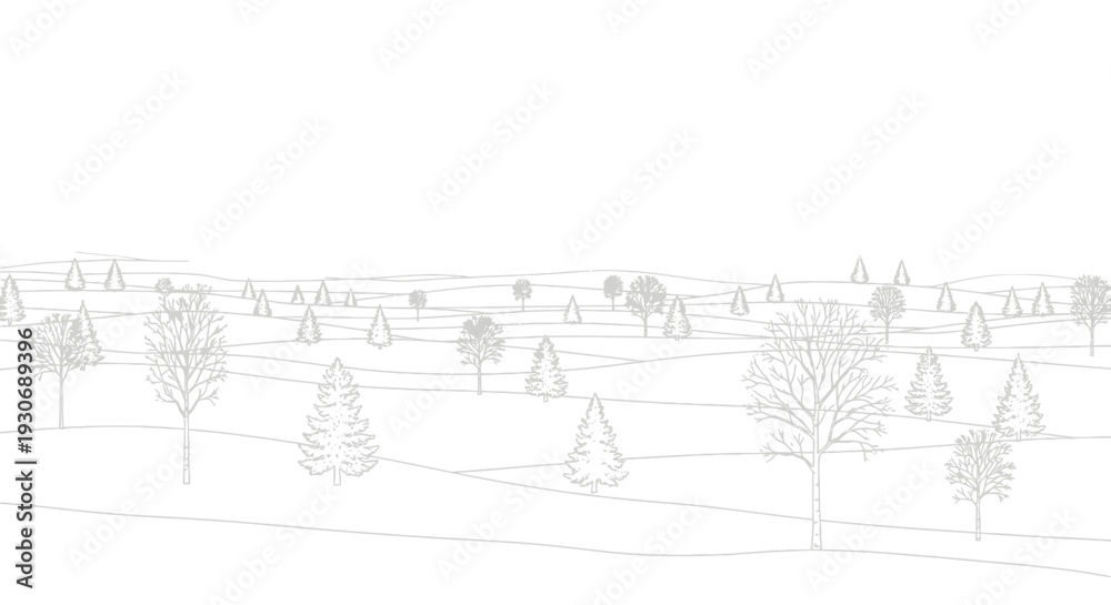 Obraz premium Tree lined hills and mountains landscape